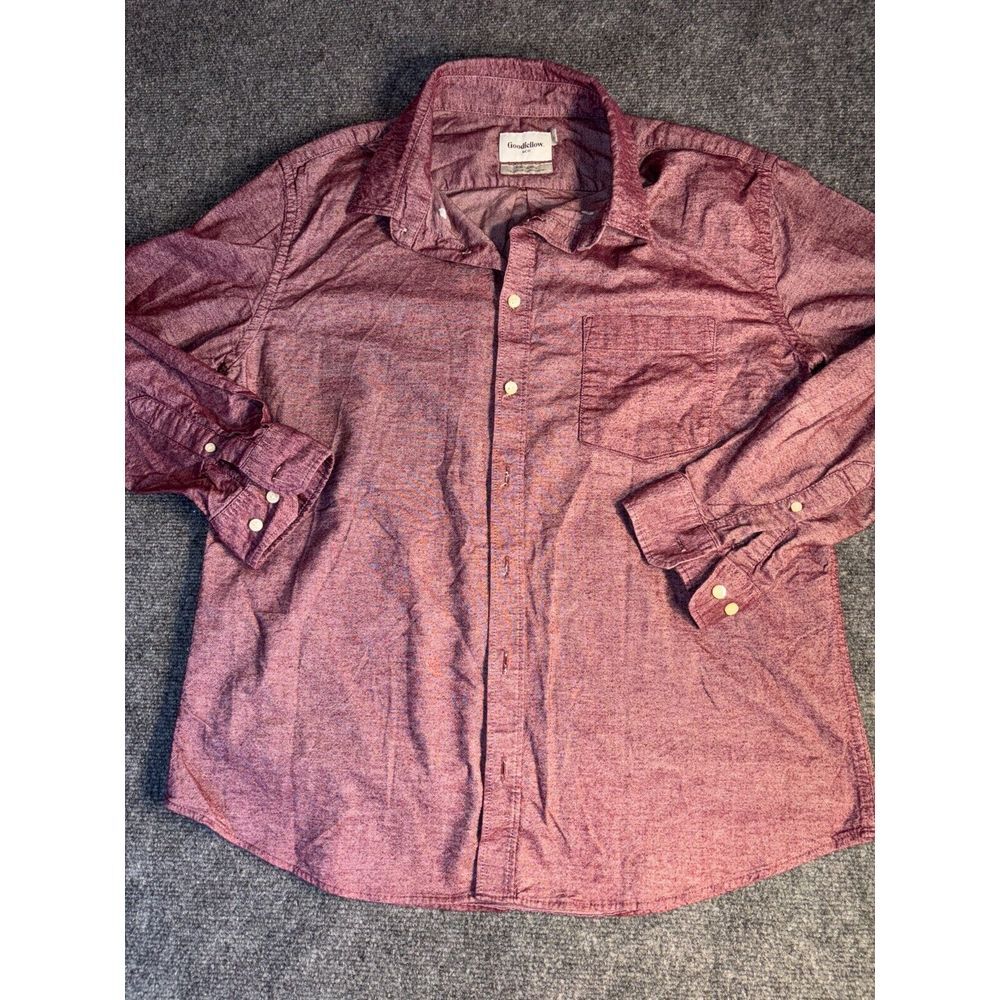 Goodfellow & Co Shirt Mens XL Burgundy Metallic Slim/Cenido Collared Button Down